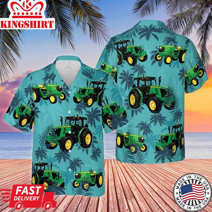 Tractors Tropical Plant Blue All Over Printed 3D Trendy Hawaiian Shirt