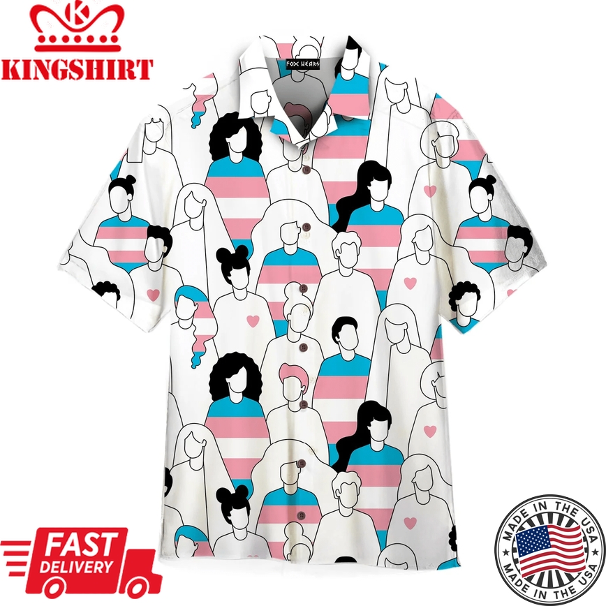 Transgender Crowd Of People Pride Month Trendy Hawaiian Shirt