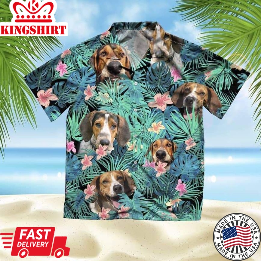 Treeing Walker Coonhound Trendy Hawaiian Shirt, Dog Summer Leaves Trendy Hawaiian Shirt, Unisex Print Aloha Short Sleeve Casual Shirt Summer Gifts