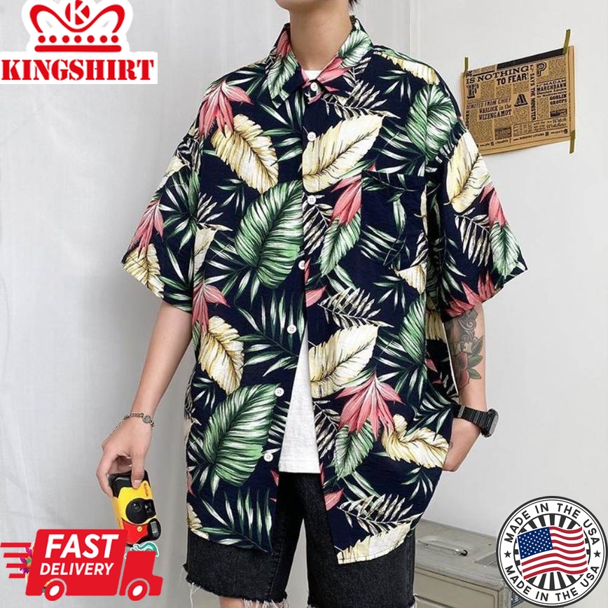 Trending Hawaiian Shirts Hawaiian Shirts Print Leaves Aloha Beach Shirts For Men