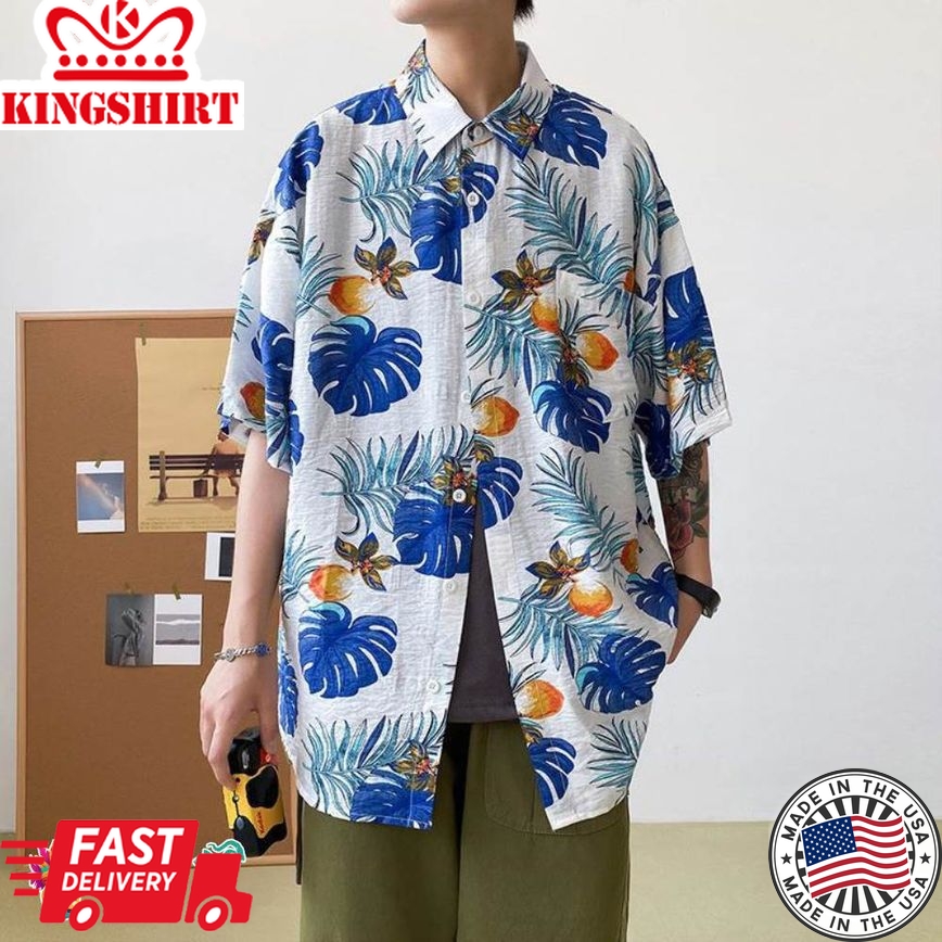 Trending Hawaiian Shirts Hawaiian Shirts Print Tropical Leaves On White Background Aloha Beach Shirts For Men