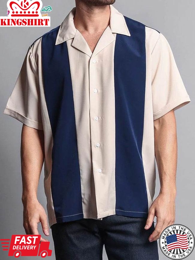 Trending Hawaiian Shirts Men's Basic Striped Bowling Shirt