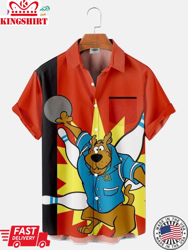 Trending Hawaiian Shirts Men's Cartoon Scooby Doo Printed Bowling Shirt