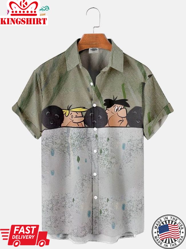 Trending Hawaiian Shirts Men's Flintstones Fred And Barney Bowling Print Shirt