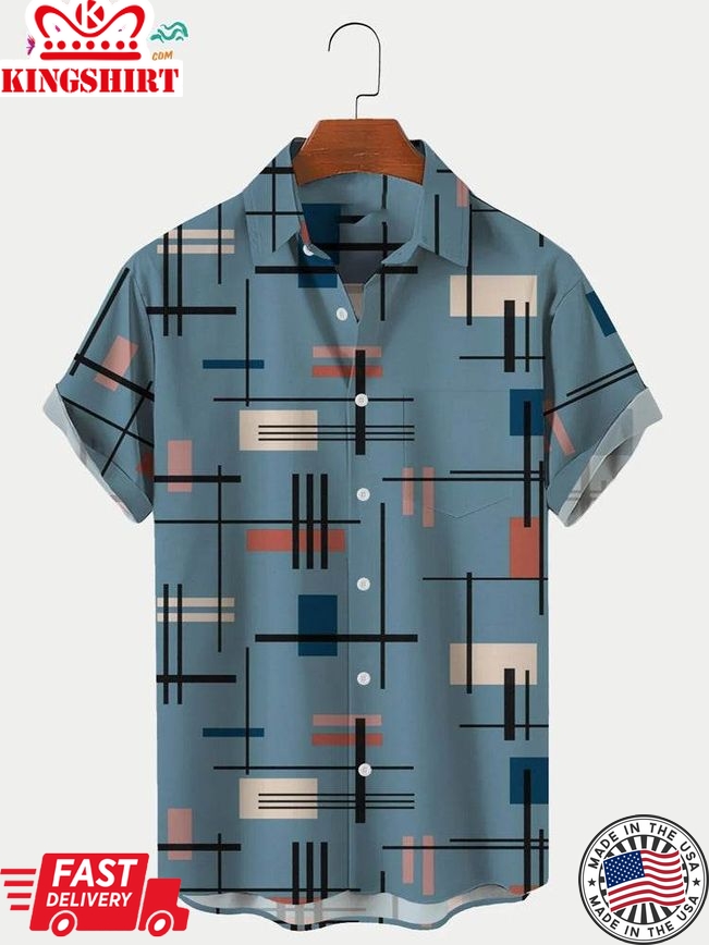 Trending Hawaiian Shirts Men's Geometric Shapes Printed Shirt