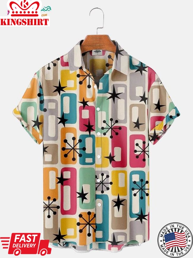 Trending Hawaiian Shirts Men's Mondrian Printed Shirt