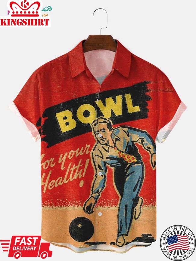 Trending Hawaiian Shirts Men's Vintage Bowl Bowling Printed Shirts