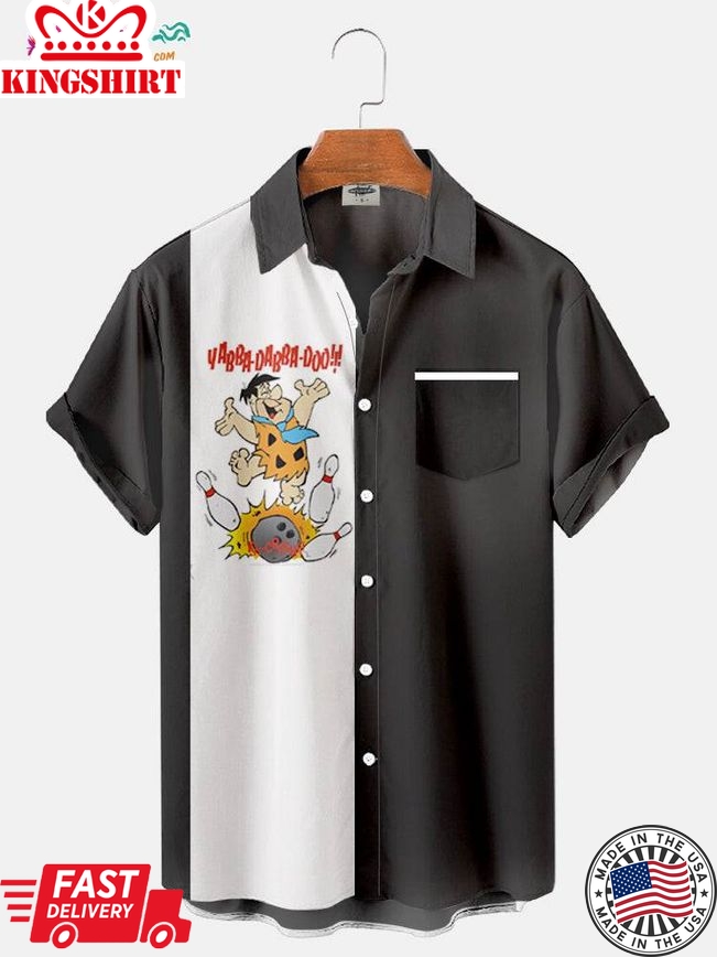 Trending Hawaiian Shirts Men's Vintage Flintstones Bowling Printed Shirt