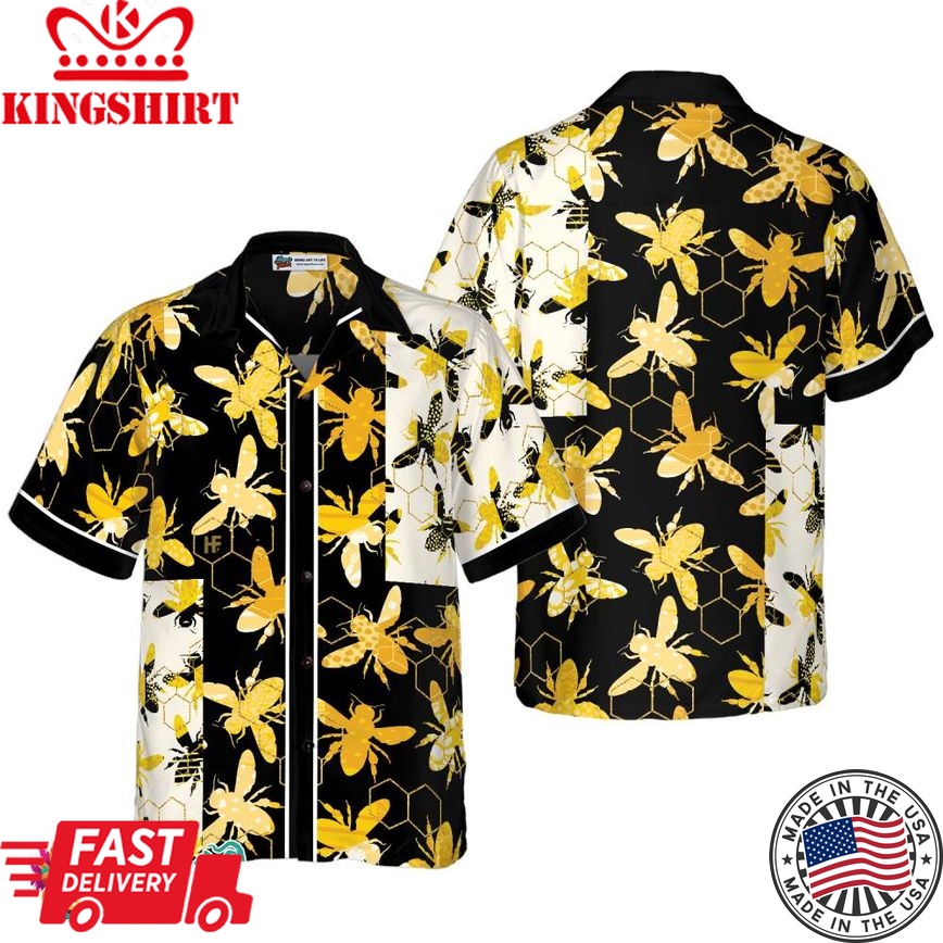 Trendy Geometric Bee Hawaiian Shirt