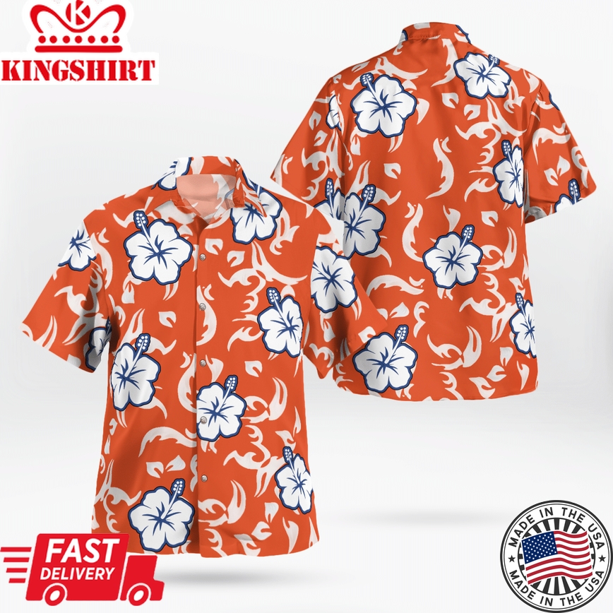 Trendy Hawaiian Shirt Blue And Orange 1