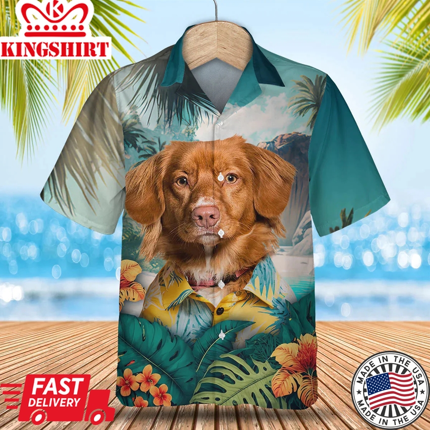 Trendy Hawaiian Shirt for Dog Lovers: Nova Scotia Duck Tolling Retriever Summer Vibes