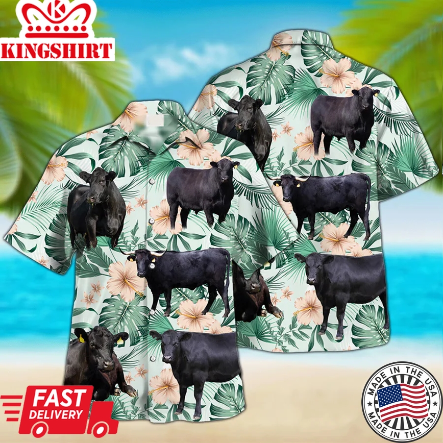 Trendy Hawaiian Shirt For Farm Lovers - Black Angus Cow Trendy Hawaiian Shirt, Trendy Hawaiian Shirt For Men And Women