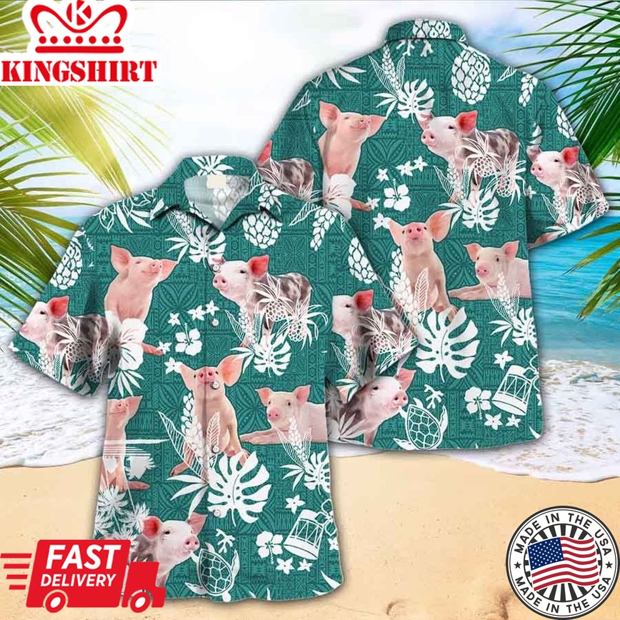 Trendy Hawaiian Shirt For Farm Lovers, Pig Trendy Hawaiian Shirt, Summer Gift For Farmer