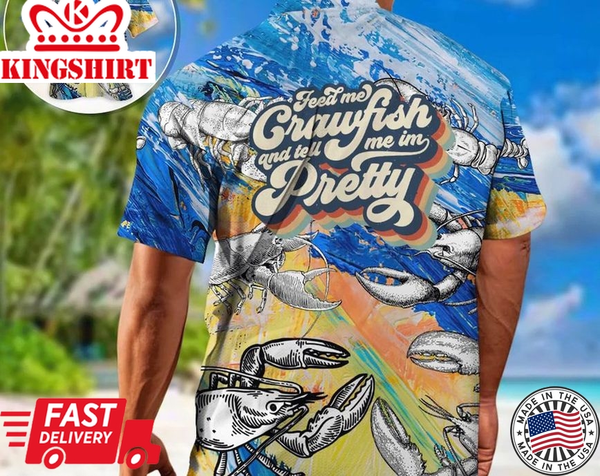 Trendy Hawaiian Shirt With Theme Cawfish, Hawaii Shirt Party Summer, Hawaiian Set Gift, Motivational Trendy Hawaiian Shirt, Inspirational Aloha Shirt.