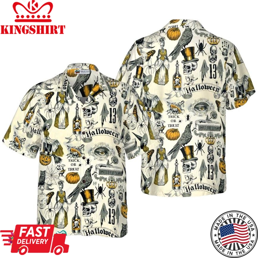 Trickery Halloween Pattern Hawaiian Shirt