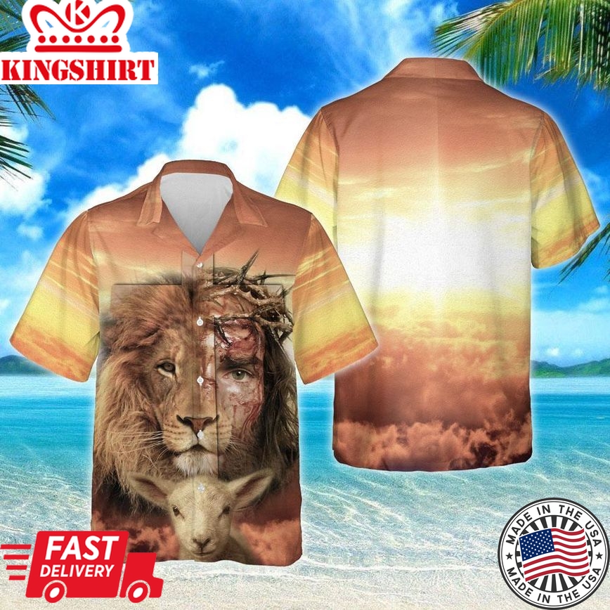 Triumph of Resurrection: Jesus Is Risen Lion Hawaiian Shirt