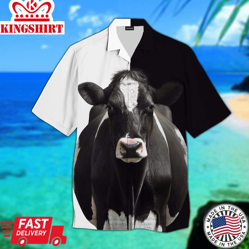 Tropical 3D Cow Farmer Trendy Hawaiian Shirt, Cow Trendy Hawaiian Shirt For Summer Gifts