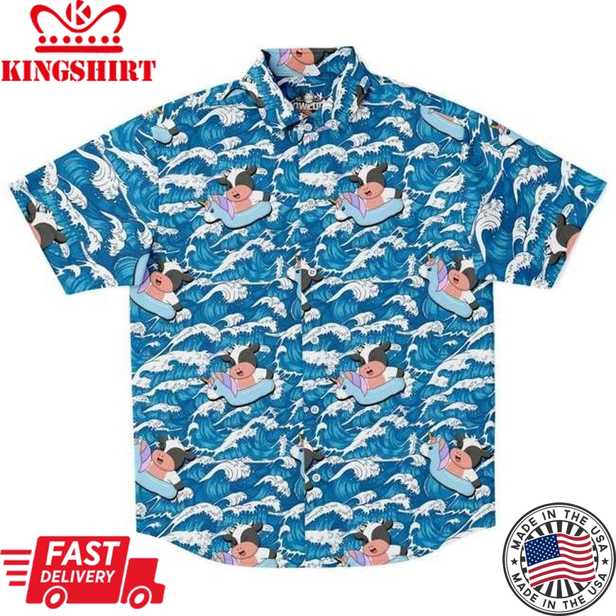 Tropical 3D Cow Trendy Hawaiian Shirt, Cow Trendy Hawaiian Shirt For Summer Gifts