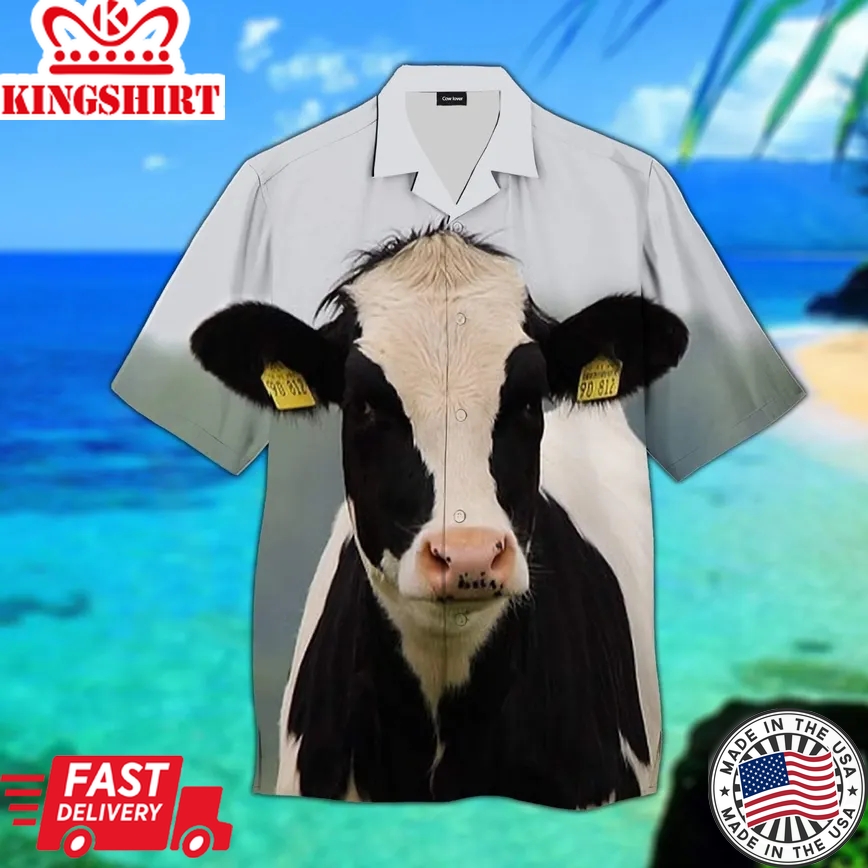 Tropical 3D Dairy Cattle Trendy Hawaiian Shirt, Cow Trendy Hawaiian Shirt For Summer Gifts