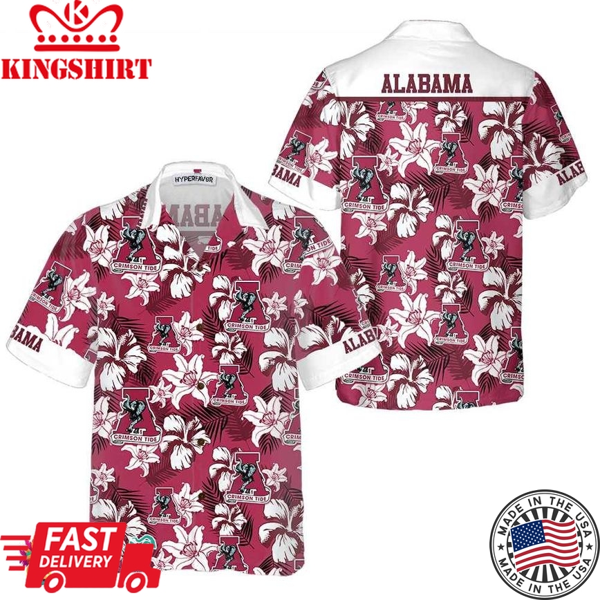 Tropical Alabama Hawaiian Shirt, Unique Alabama Shirt, Alabama Collared Shirt For Adults