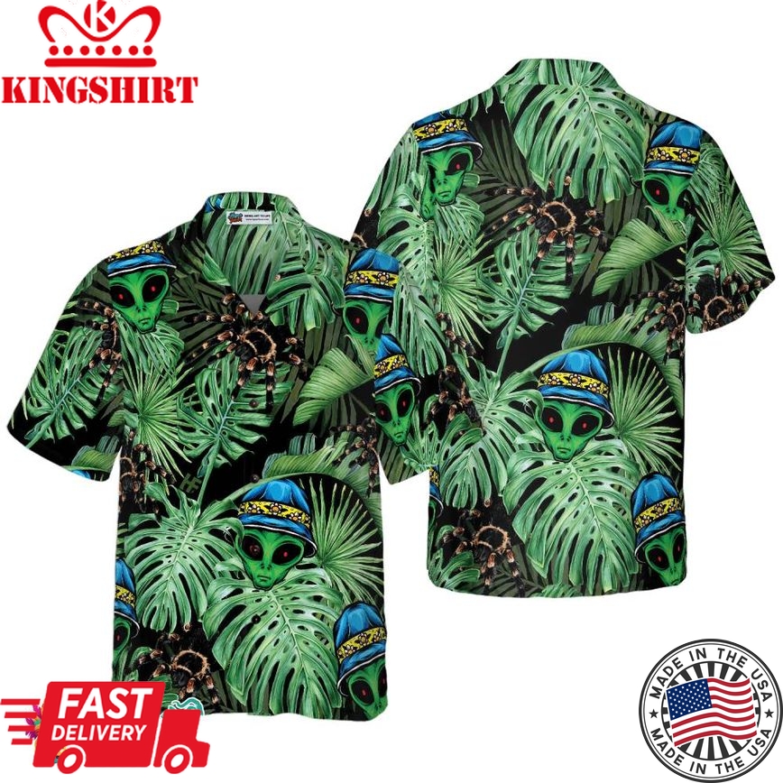 Tropical Alien And Spider Hawaiian Shirt