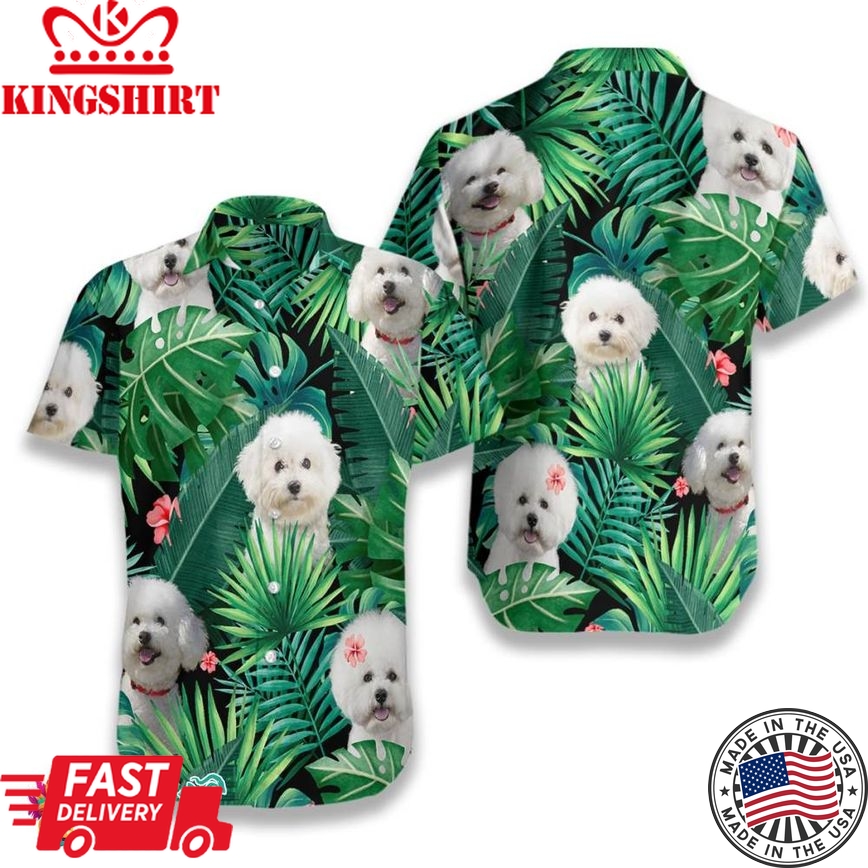 Tropical Bichon Frise Hawaiian Shirt