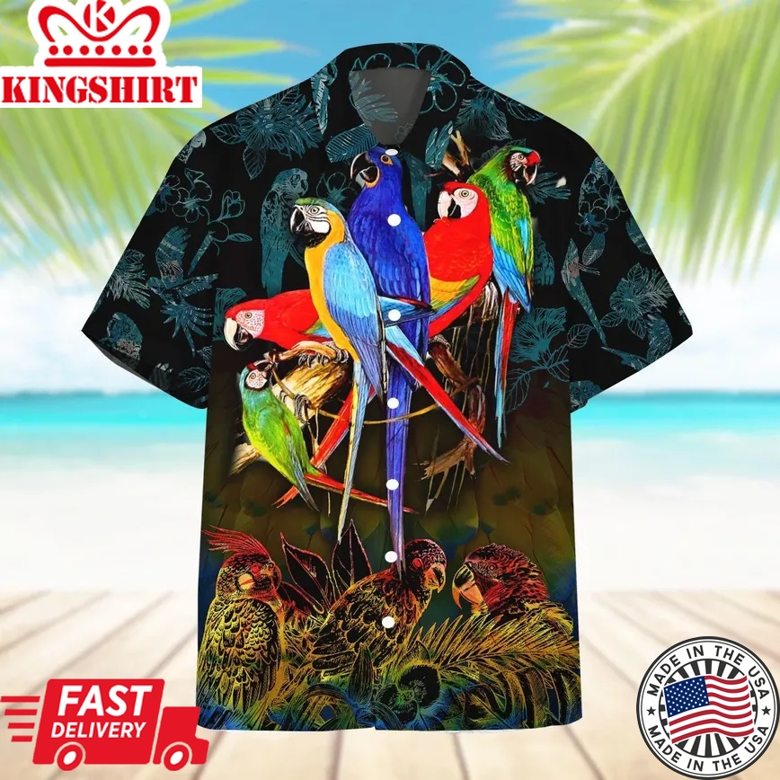 Tropical Birds Parrot Trendy Hawaiian Shirt, Parrot Lover Trendy Hawaiian Shirt For