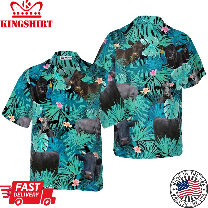 Tropical Black Cow Lover Hawaiian Shirt