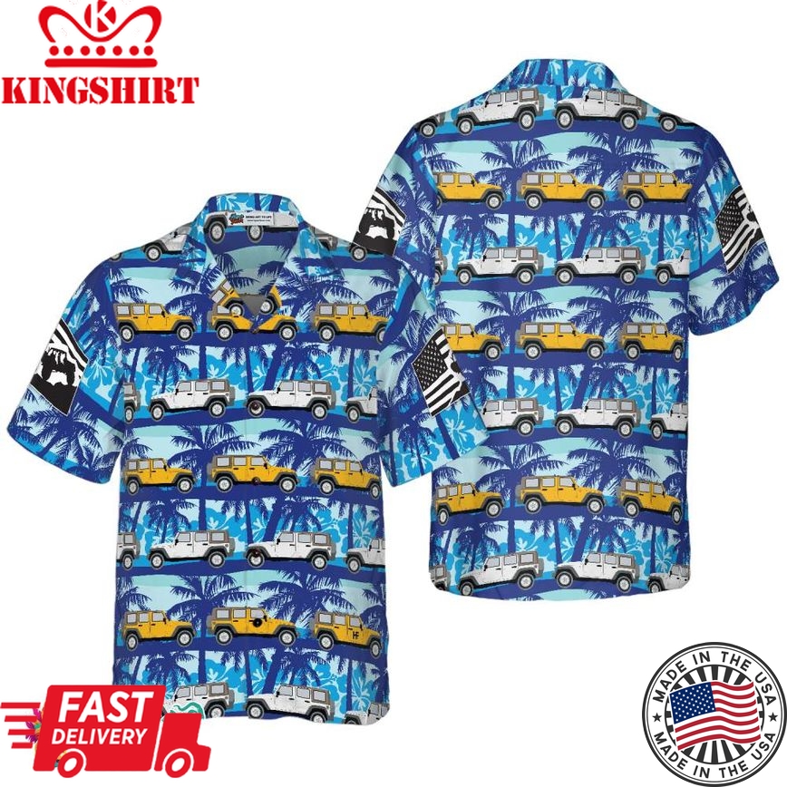 Tropical Blue Jeep Hawaiian Shirt