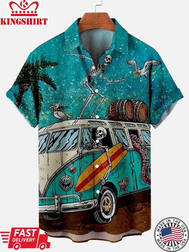 Tropical Bones: Hawaiian Skull Theme Shirt