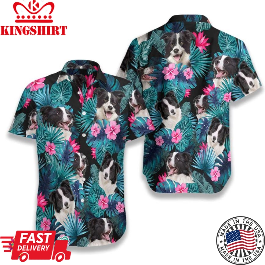 Tropical Border Collie Hawaiian Shirt