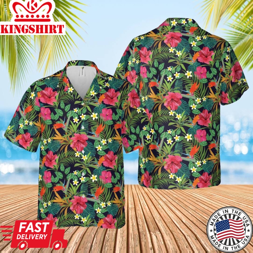 Tropical Botanical Delight Trendy Hawaiian Shirt: Exquisite Flowers in Paradise