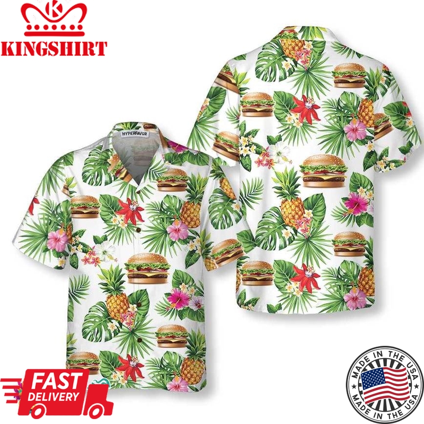 Tropical Burger Aloha Hawaiian Shirt, Funny Hamburger Shirt For Men & Women