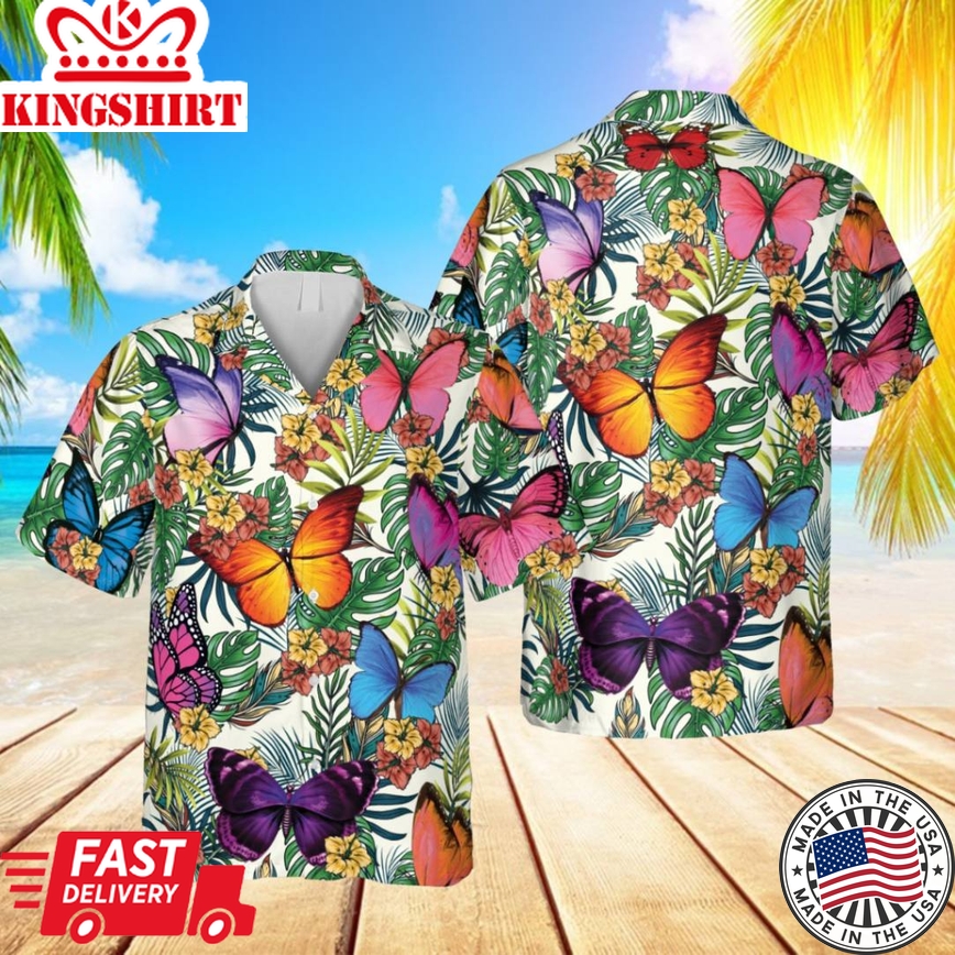 Tropical Butterfly 3D Trendy Hawaiian Shirt, MotherS Day Gift