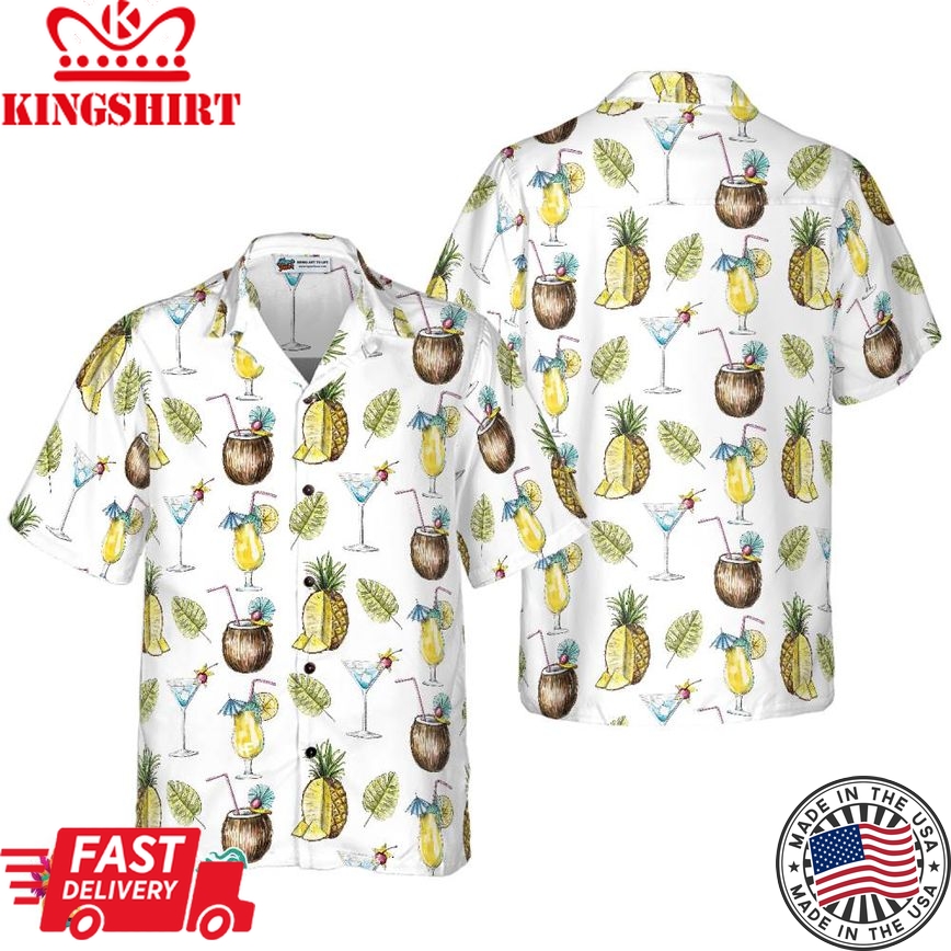 Tropical Coconut Cocktail Shirt For Men Hawaiian Shirt