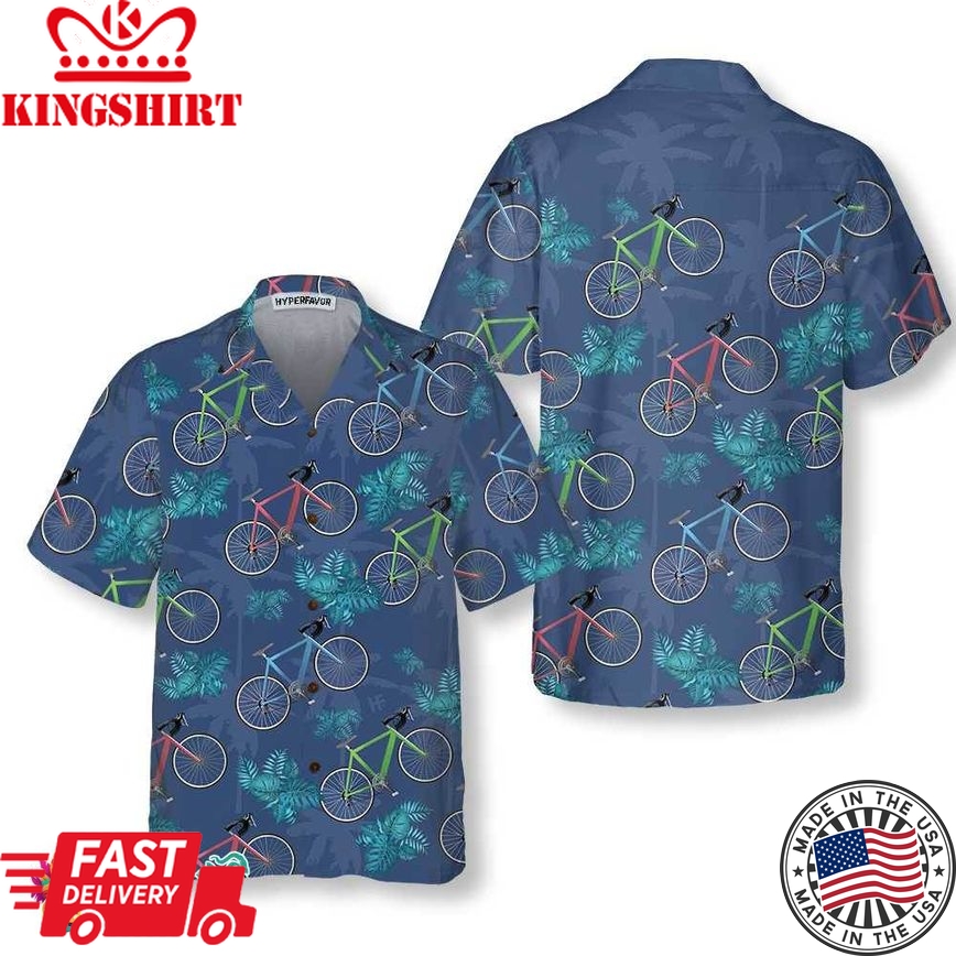 Tropical Cycling Hawaiian Shirt, Unique Cycling Shirt For Men & Women, Cycling Gift Idea