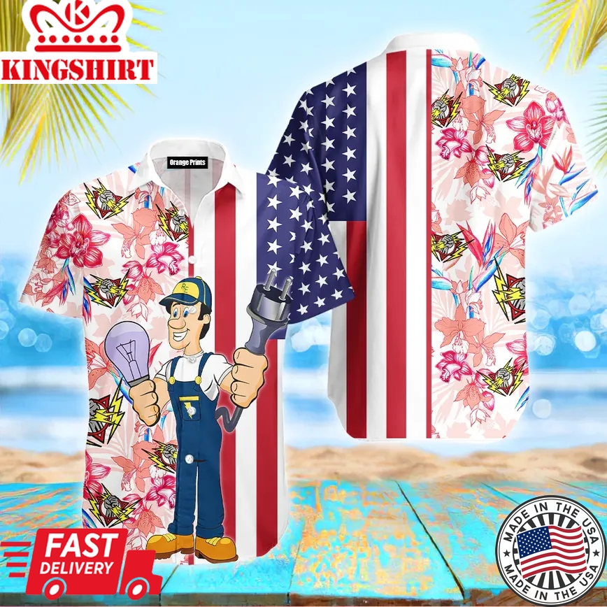 Tropical Electrician Flag Trendy Hawaiian Shirt For