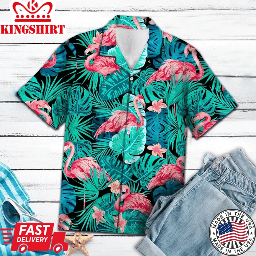 Tropical Flamingo Fascinating Flower Pattern Trendy Hawaiian Shirt