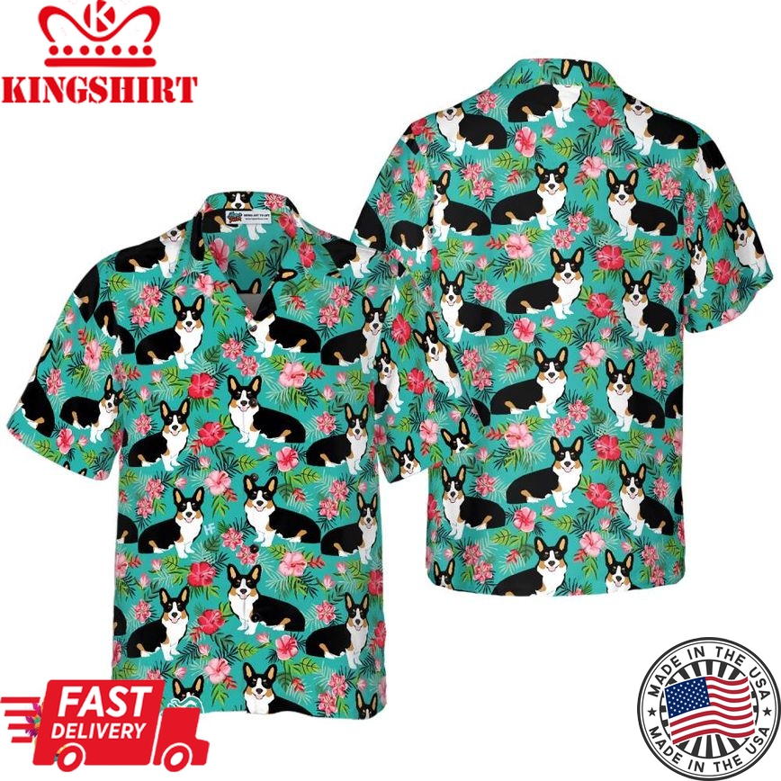 Tropical Floral Corgi Hawaiian Shirt, Corgi Shirt For Men And Women