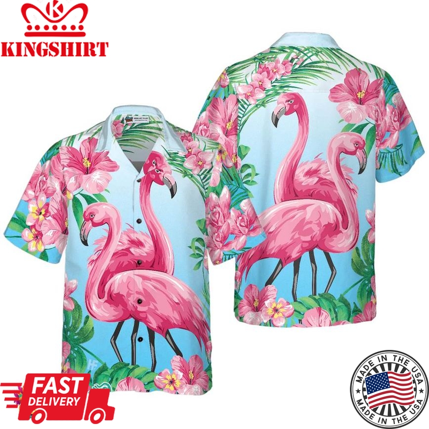 Tropical Floral Flamingo Shirt For Men Hawaiian Shirt