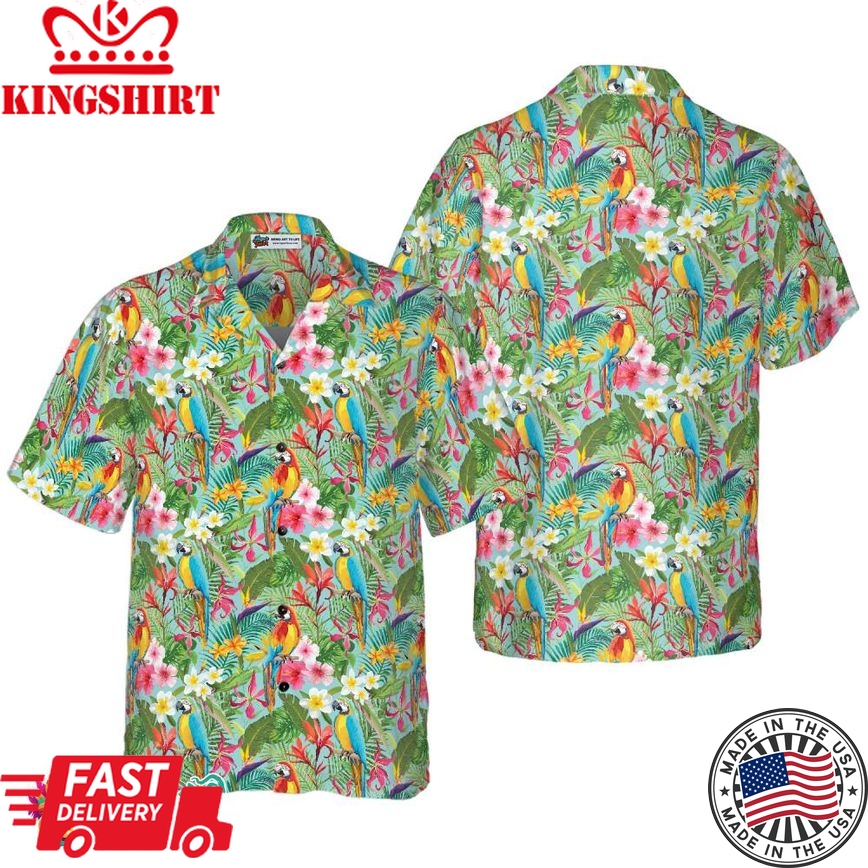 Tropical Floral Parrots Hawaiian Shirt