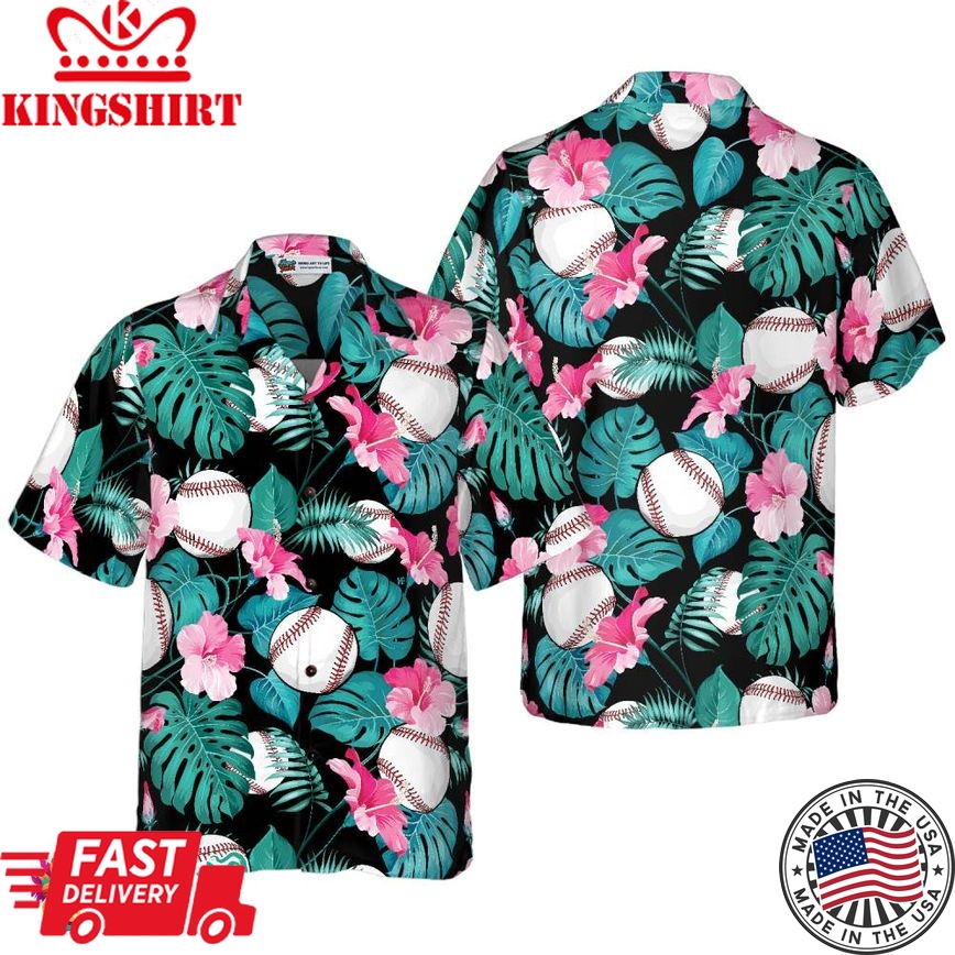 Tropical Flower Baseball Hawaiian Shirt