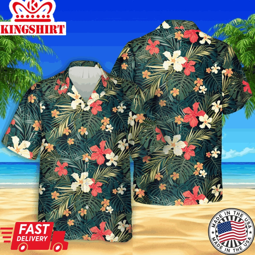 Tropical Flowers And Plants Trendy Hawaiian Shirt, Beach Outfit