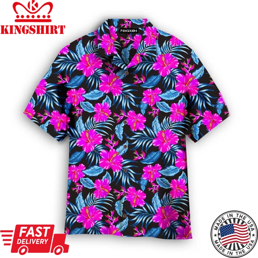 Tropical Flowers Hibiscus Trendy Hawaiian Shirt For Aloha Shirt