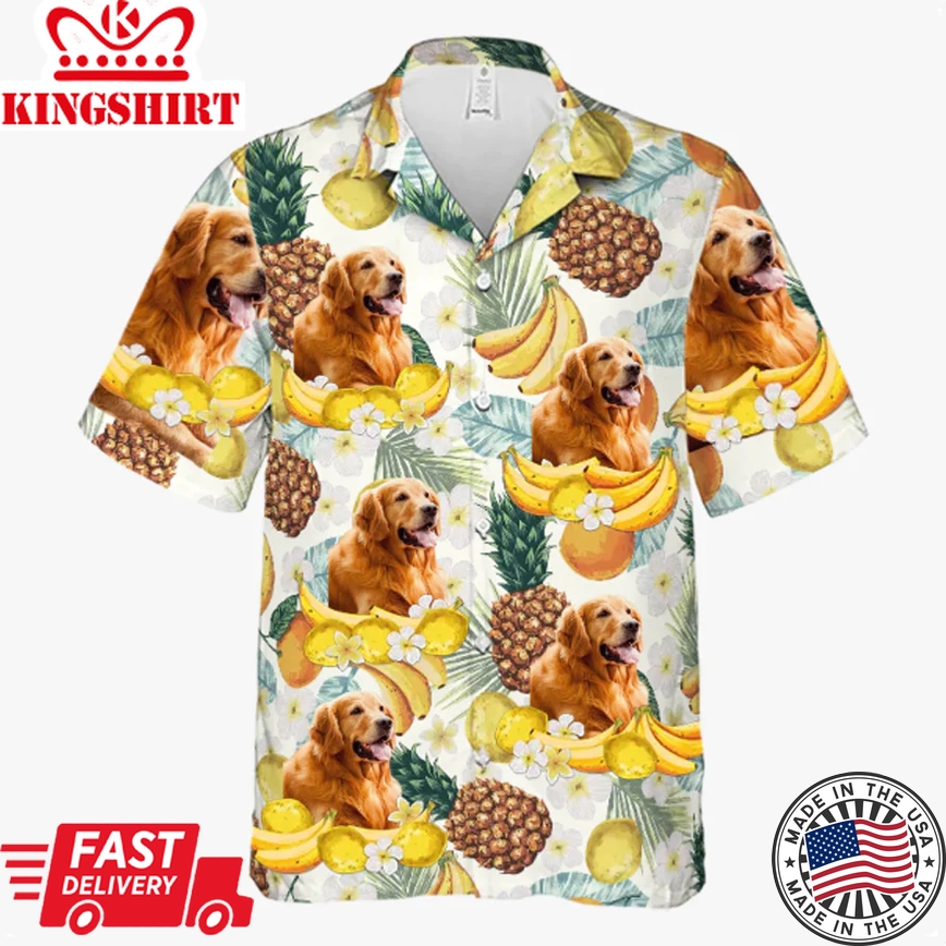 Tropical Fruit Pattern - Dog & Cat Custom Unisex Trendy Hawaiian Shirt - Upload Image, Dog Face, Cat Face