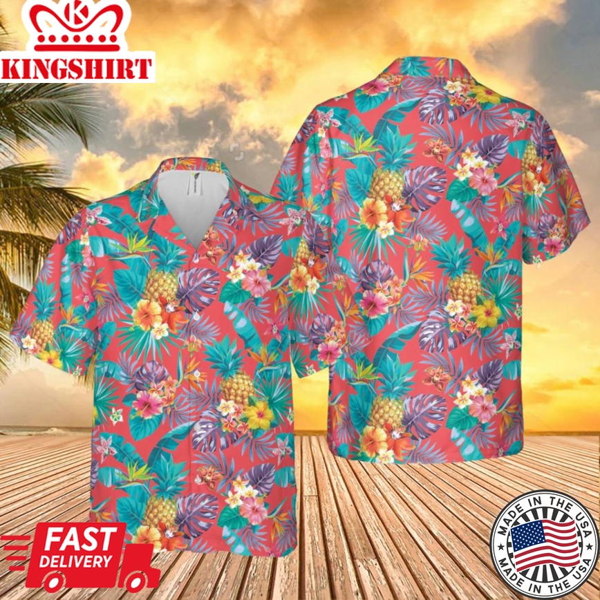 Tropical Fruits And Trees Pink Hawaii Shirt, Aloha Apparel