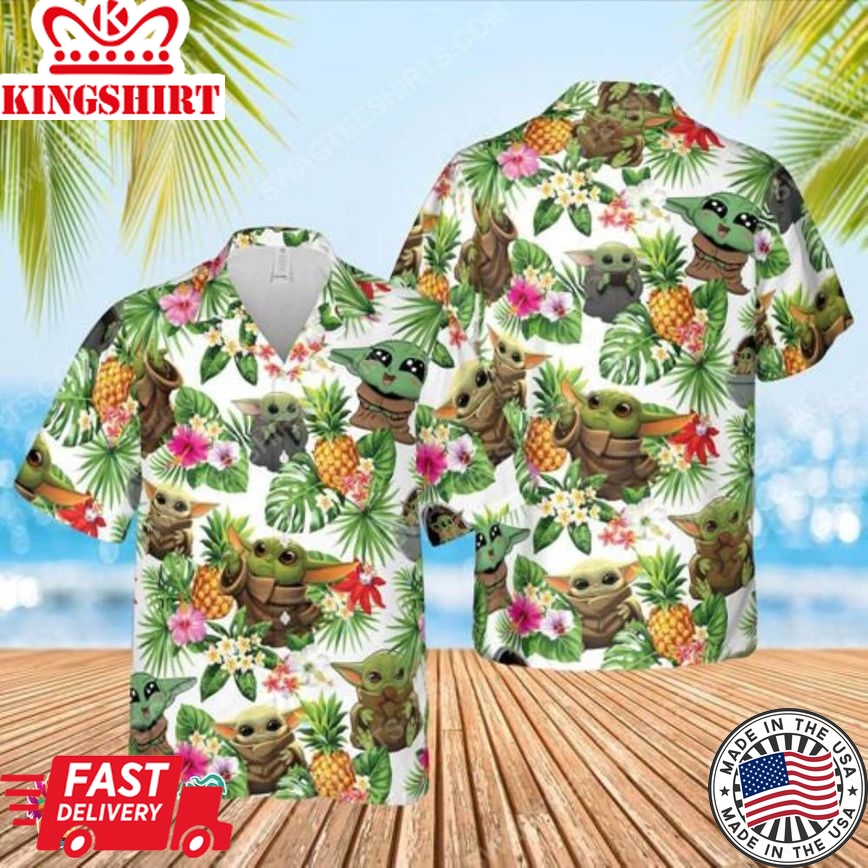 Tropical Fruits Star Wars Baby Yoda Summer Holiday Family Aloha Hawaiian Beach Shirt