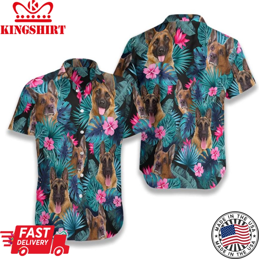 Tropical German Shepherd Hawaiian Shirt