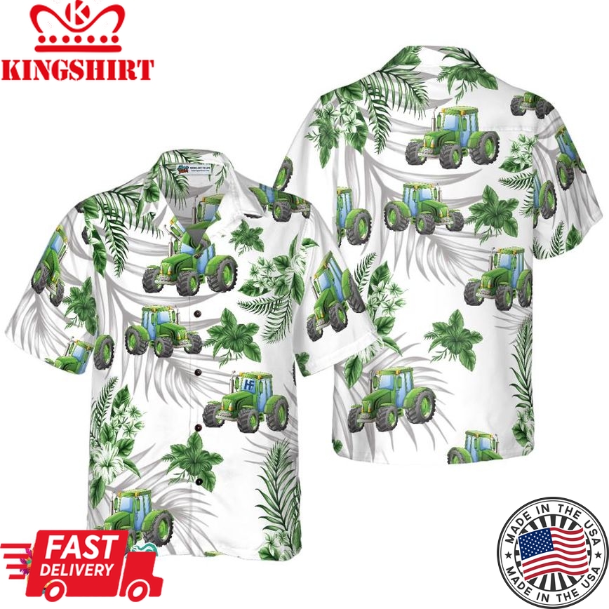 Tropical Green Tractor Hawaiian Shirt