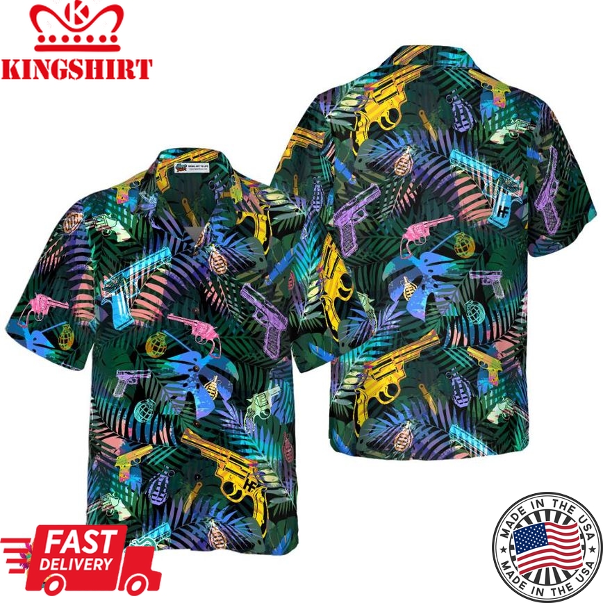 Tropical Gun Lover Pattern Hawaiian Shirt